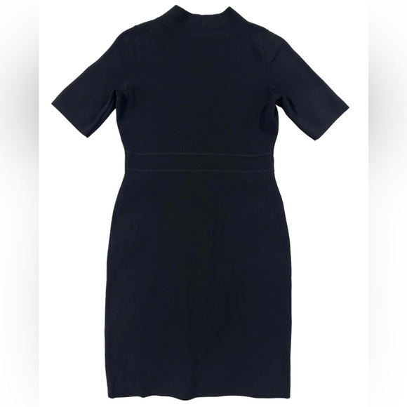 Ann Taylor Factory Petite Black Sheath Dress V-Neck Short Sleeve Career SP Mint - Picture 3 of 6